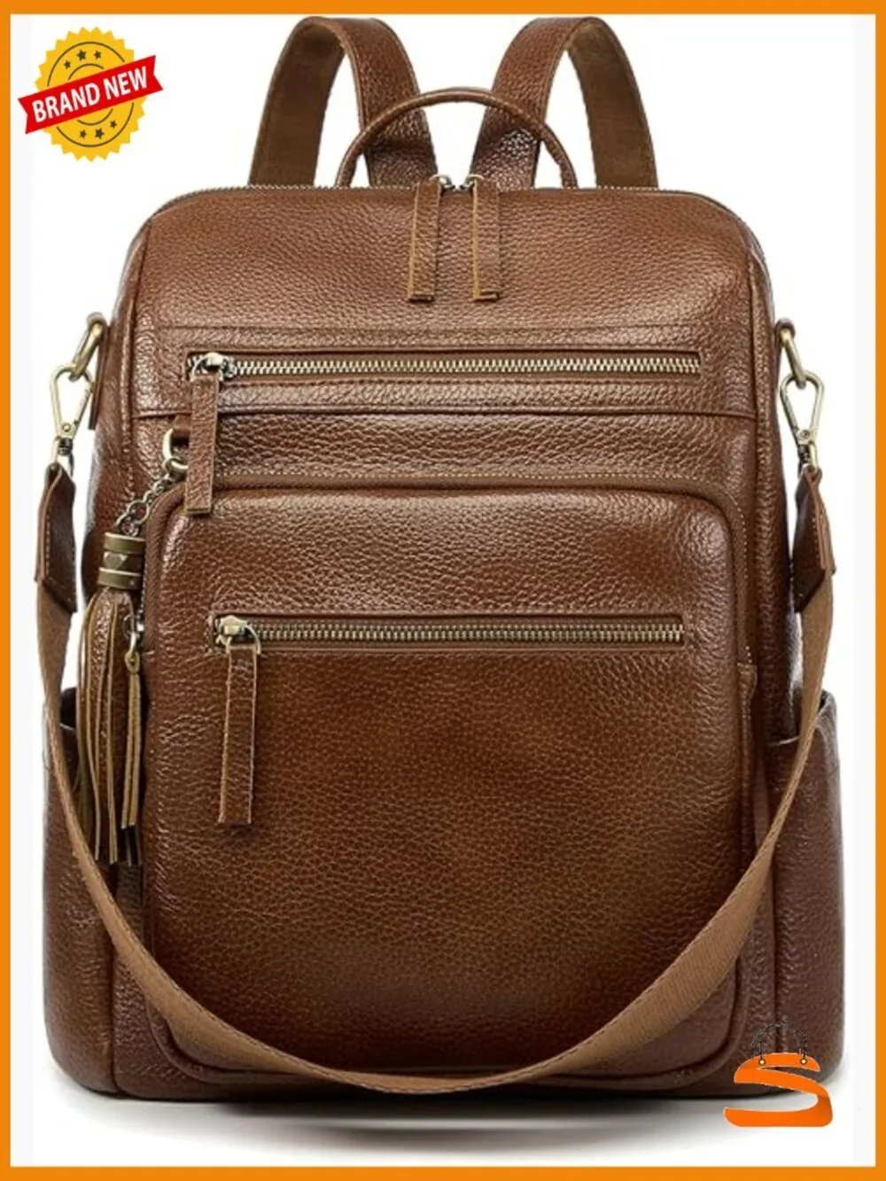 Genuine Leather Convertible Backpack Purse with Multiple Pockets for Travel